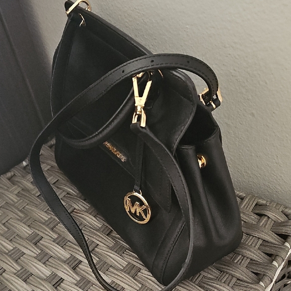 Michael Kors AVA Black Leather Shoulder Bag with Gold Accents - Picture 5 of 5